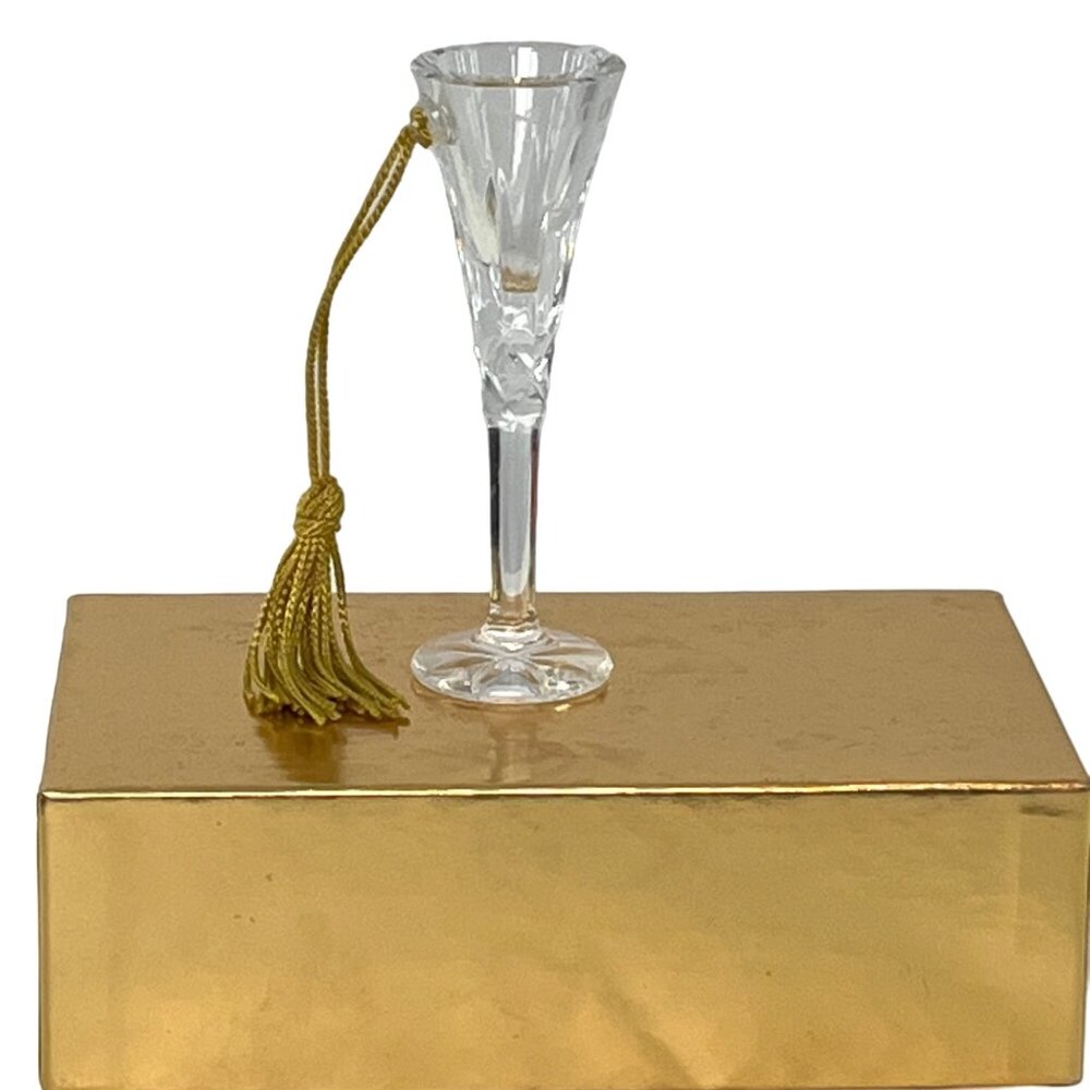 Gorham Crystal 2000 Holiday Toasting Flute With Tassel NIB Christmas Ornament